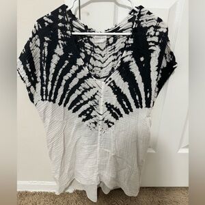 Black and White Tie-Dye Women's Blouse